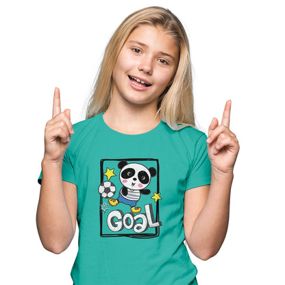 Goal-Scoring Panda Kids T-Shirt - Super Combed Bio-Wash Cotton (D161)