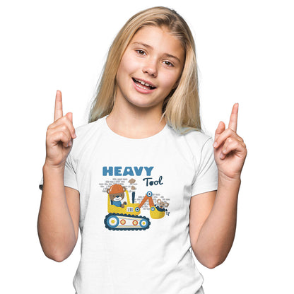 Kids Cartoon Construction Adventure T-Shirt - Super Combed Cotton, Half Sleeve (D130)