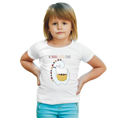Be Brave Little Dino Kids T-Shirt - Super Combed Bio-Wash Cotton (D135)