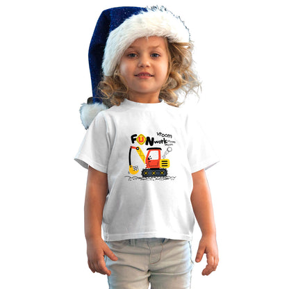 Fun Work Excavator Kids T-Shirt - Soft Cotton for Little Builders (D138)
