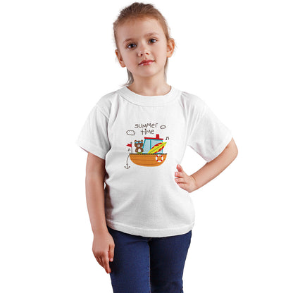 Summer Bear Kids T-Shirt - Breezy Comfort in Super Combed Cotton (D144)