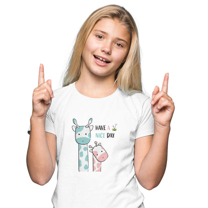 Cute Giraffe Kids T-Shirt - Soft Cotton, Fun & Playful Design (D149)