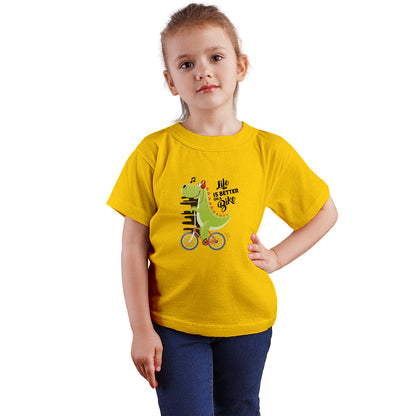 Dino on a Bicycle Kids T-Shirt - Playful, Comfy & Super Soft! (D136)