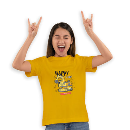 Mighty Excavator Kids T-Shirt - Super Combed Bio-Wash Cotton for Little Builders (D139)