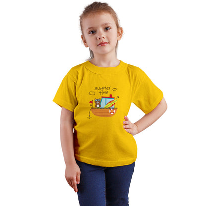 Summer Bear Kids T-Shirt - Breezy Comfort in Super Combed Cotton (D144)