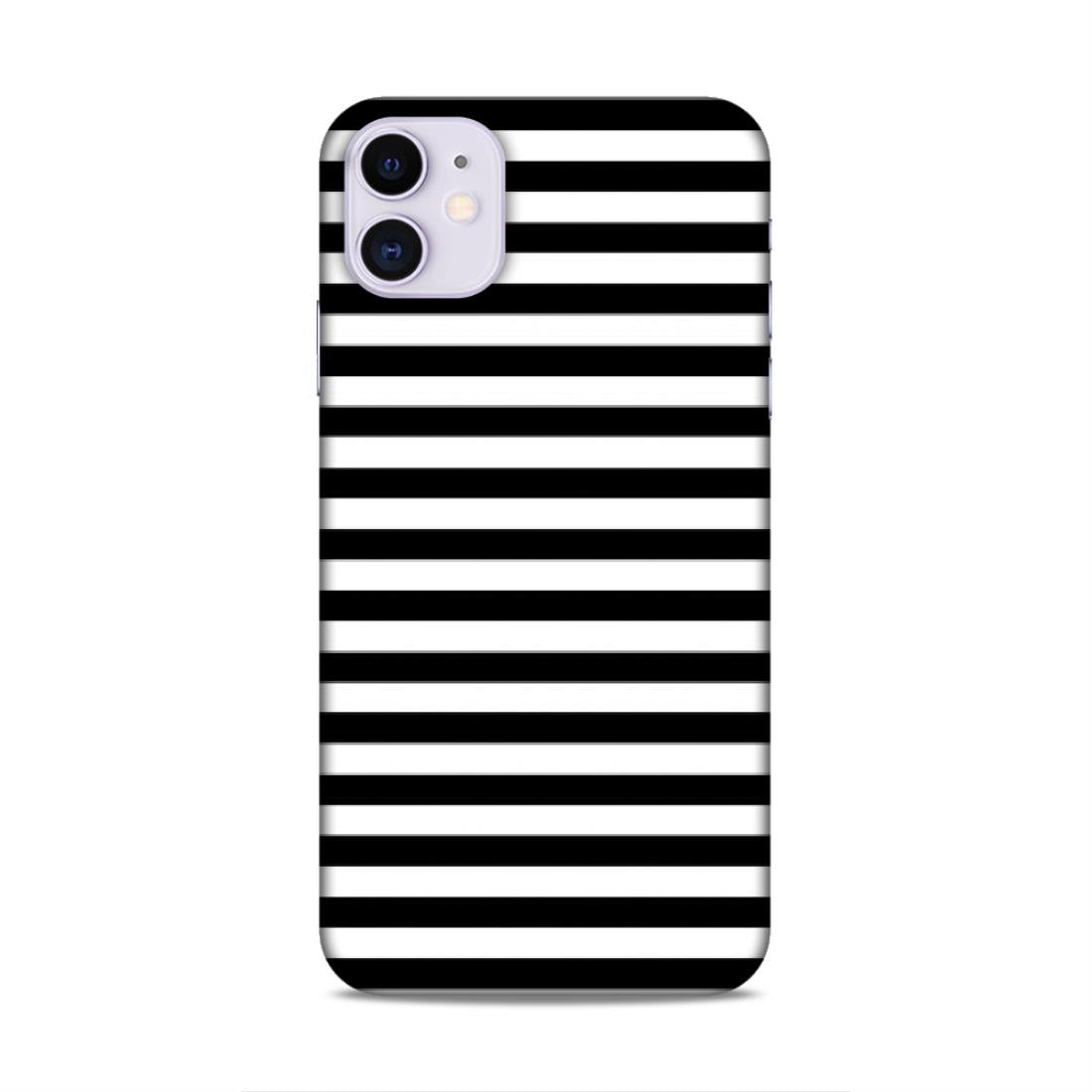 Black and White Line Hard Back Case For Apple iPhone 11