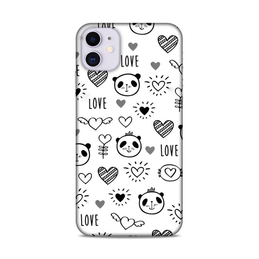 Heart Love and Panda Hard Back Case For Apple iPhone 11