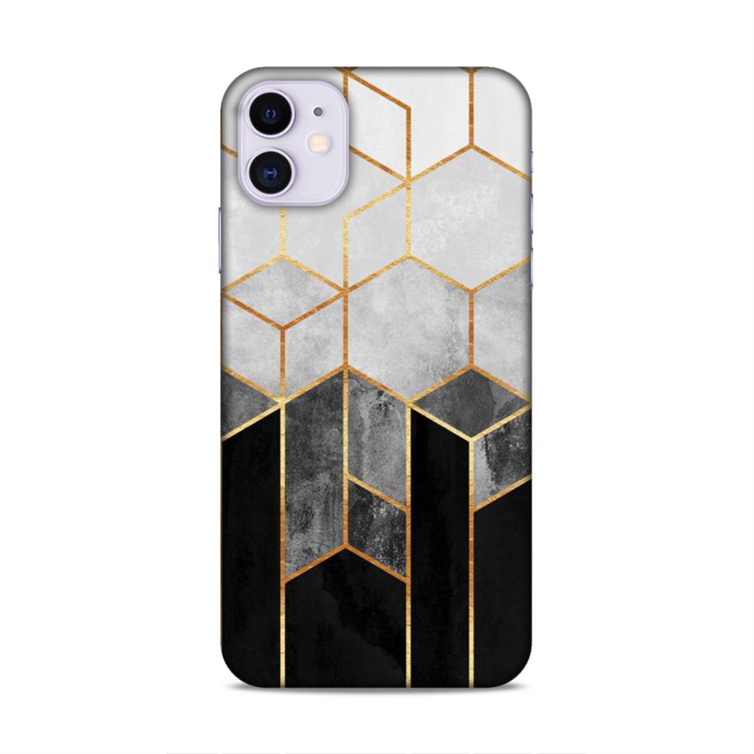 Hexagonal White Black Pattern Hard Back Case For Apple iPhone 11
