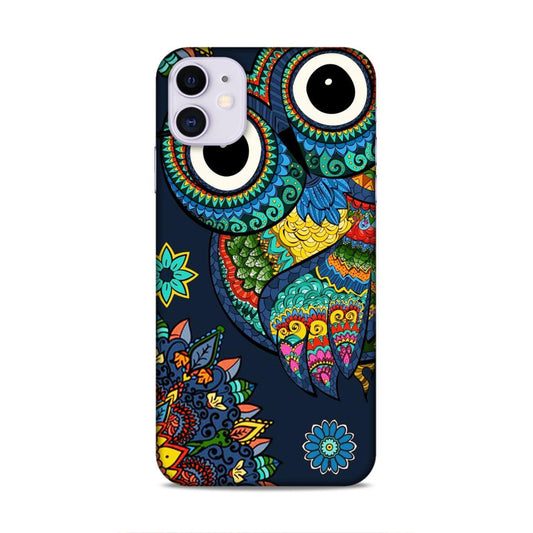 Owl and Mandala Flower Hard Back Case For Apple iPhone 11