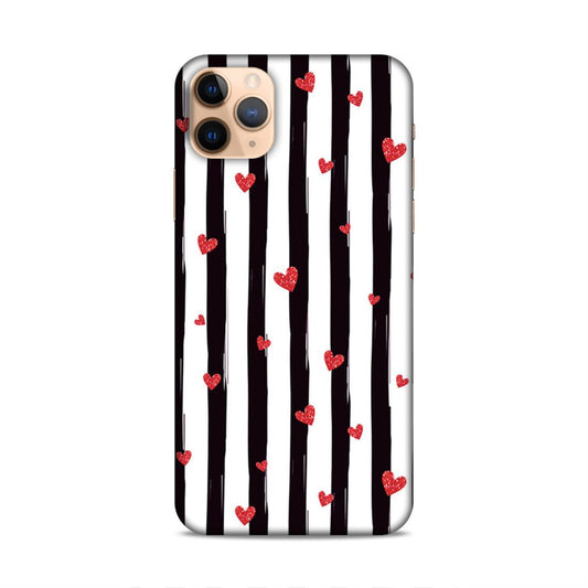 Little Hearts with Strips Hard Back Case For Apple iPhone 11 Pro