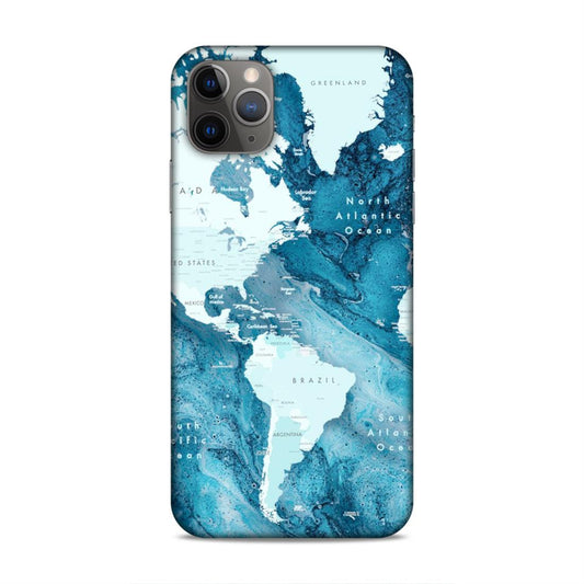 Blue Aesthetic World Map Hard Back Case For Apple iPhone 11 Pro Max