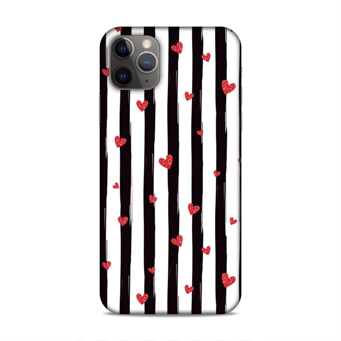 Little Hearts with Strips Hard Back Case For Apple iPhone 11 Pro Max