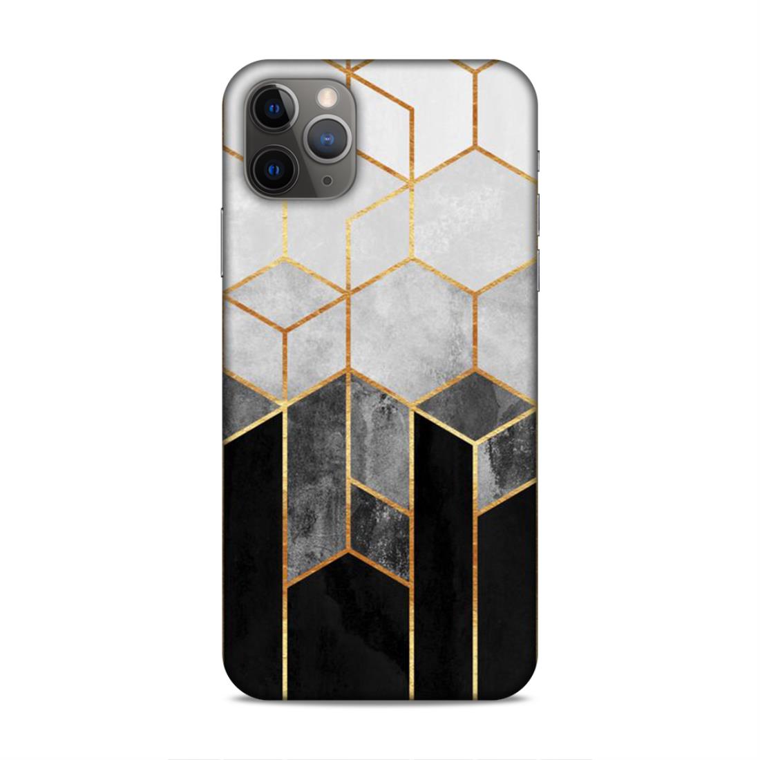 Hexagonal White Black Pattern Hard Back Case For Apple iPhone 11 Pro Max