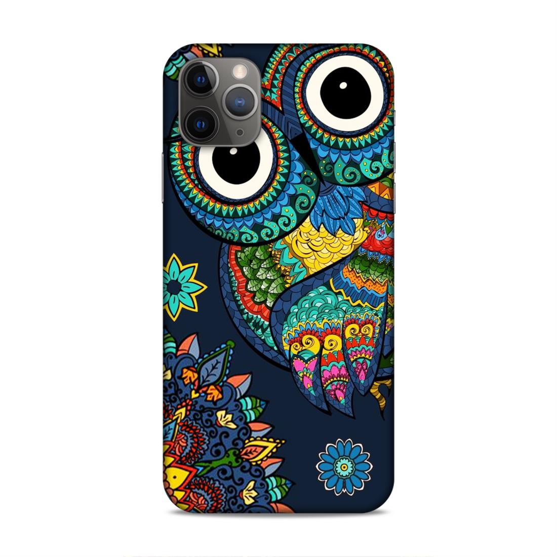 Owl and Mandala Flower Hard Back Case For Apple iPhone 11 Pro Max