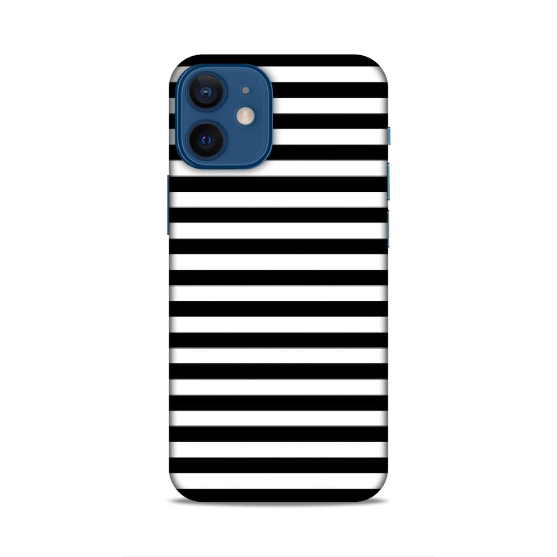 Black and White Line Hard Back Case For Apple iPhone 12 Mini