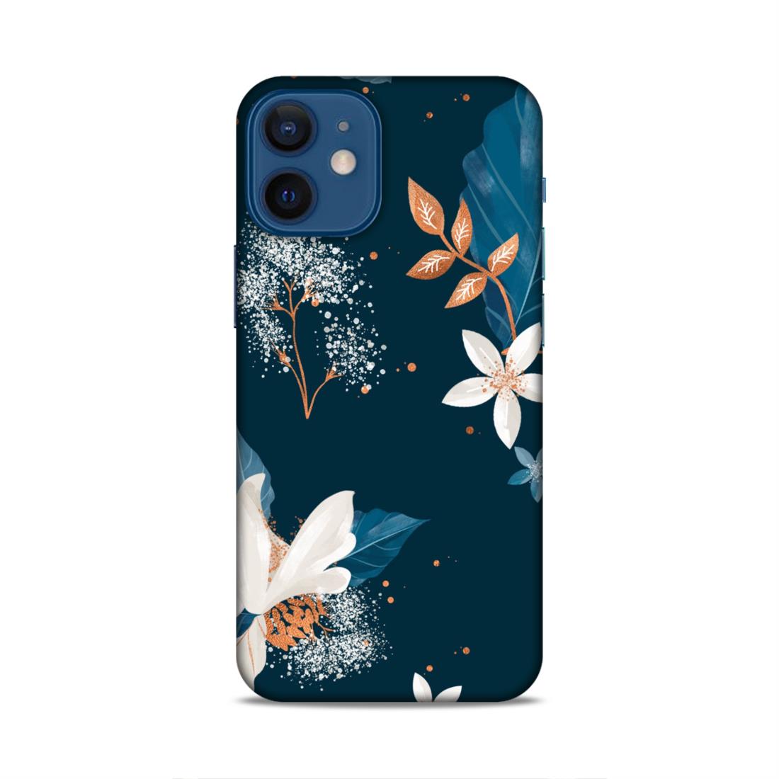 Blue Floral Hard Back Case For Apple iPhone 12 Mini