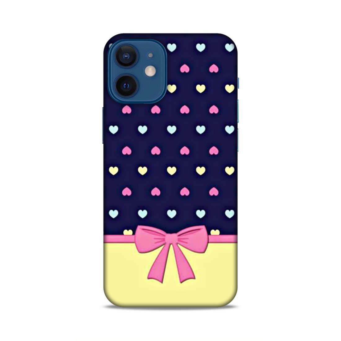 Heart Pattern with Bow Hard Back Case For Apple iPhone 12 Mini