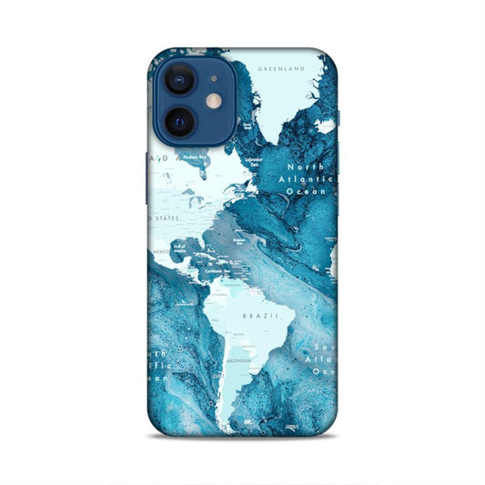 Blue Aesthetic World Map Hard Back Case For Apple iPhone 12 Mini