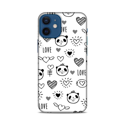 Heart Love and Panda Hard Back Case For Apple iPhone 12 Mini