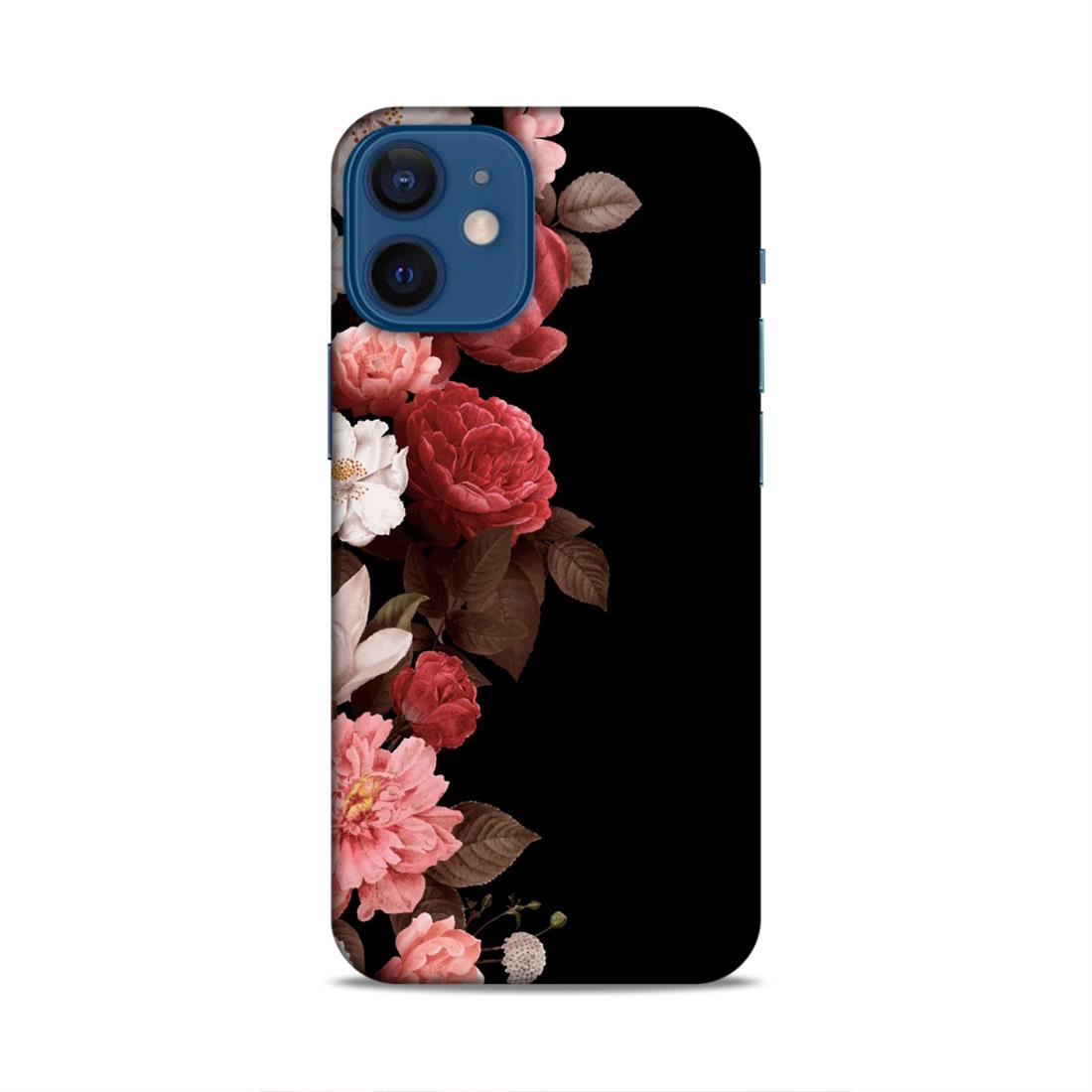 Floral in Black Hard Back Case For Apple iPhone 12 Mini