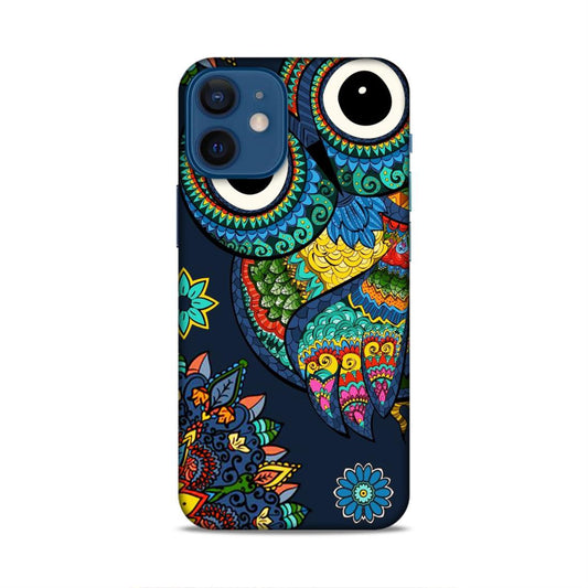 Owl and Mandala Flower Hard Back Case For Apple iPhone 12 Mini