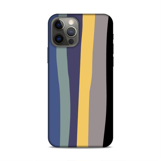 Black Blue Rainbow Hard Back Case For Apple iPhone 12 / 12 Pro