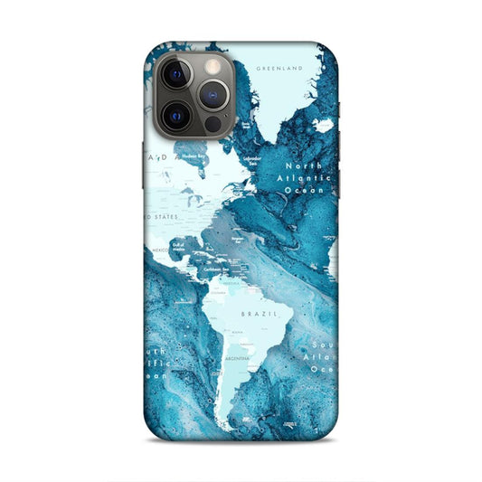 Blue Aesthetic World Map Hard Back Case For Apple iPhone 12 / 12 Pro