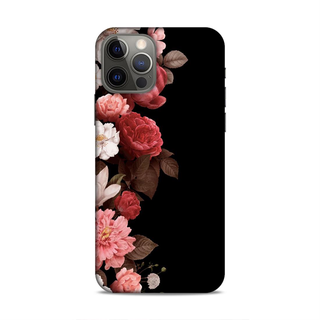 Floral in Black Hard Back Case For Apple iPhone 12 / 12 Pro