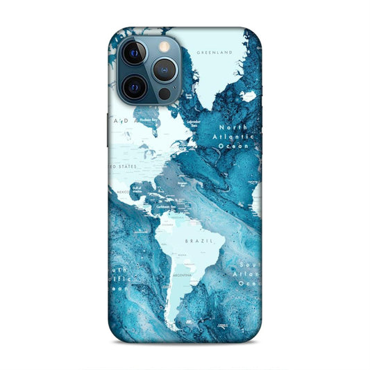 Blue Aesthetic World Map Hard Back Case For Apple iPhone 12 Pro Max