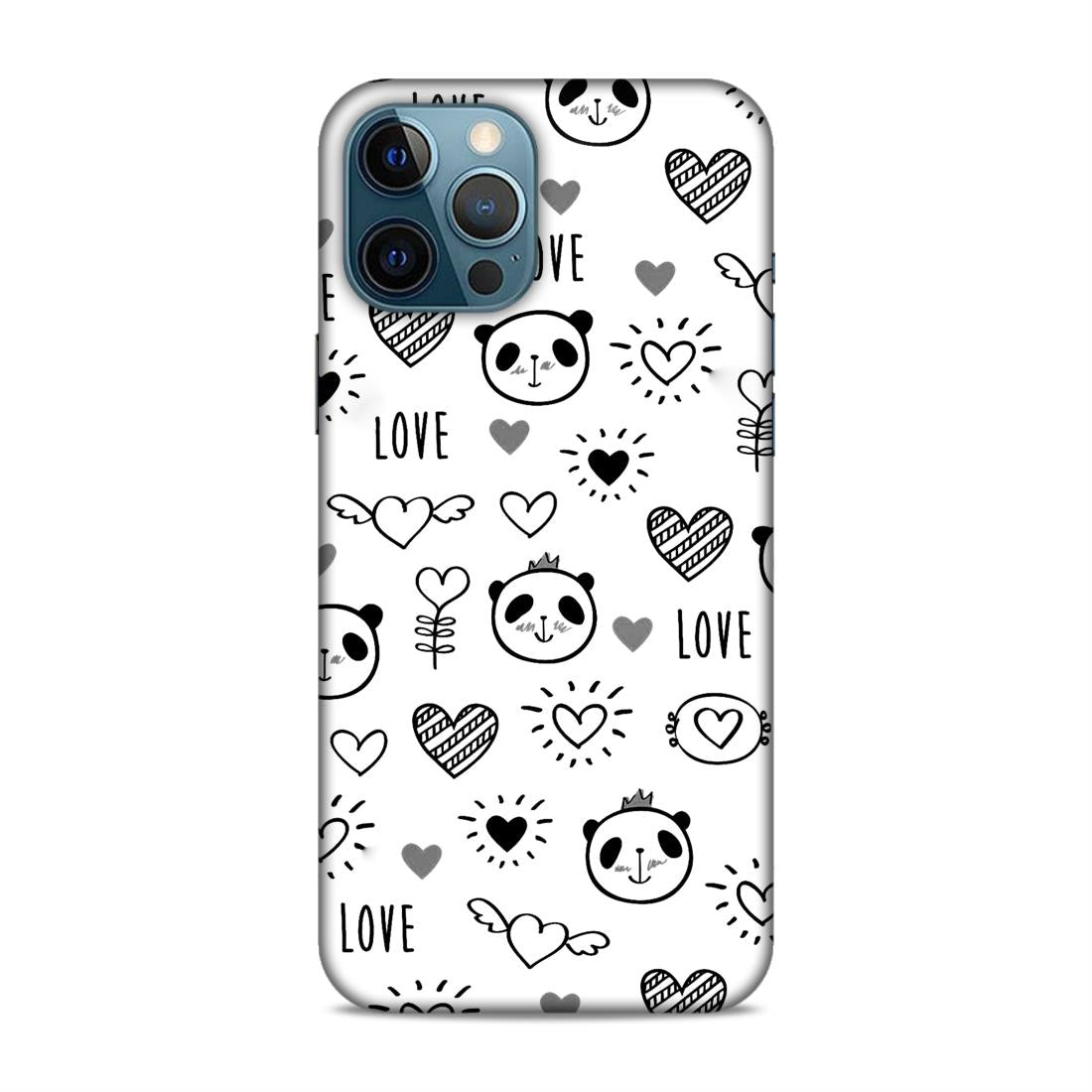 Heart Love and Panda Hard Back Case For Apple iPhone 12 Pro Max