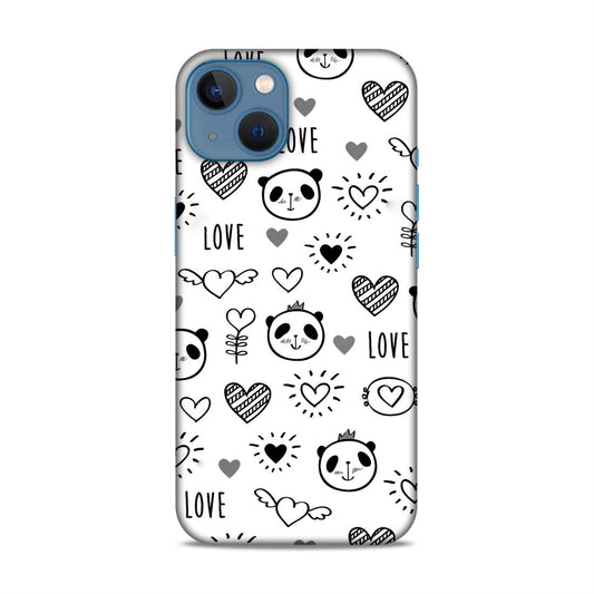 Heart Love and Panda Hard Back Case For Apple iPhone 13 / 14