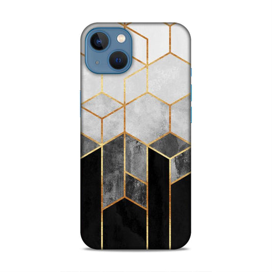 Hexagonal White Black Pattern Hard Back Case For Apple iPhone 13 / 14