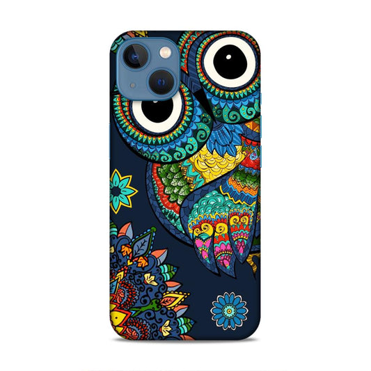Owl and Mandala Flower Hard Back Case For Apple iPhone 13 / 14