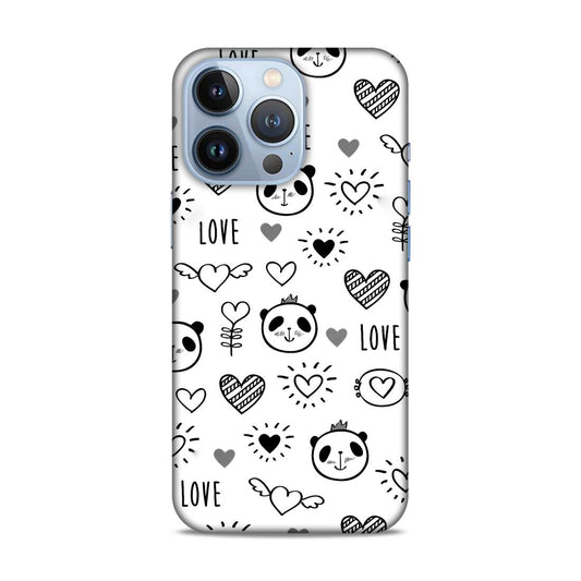 Heart Love and Panda Hard Back Case For Apple iPhone 13 Pro