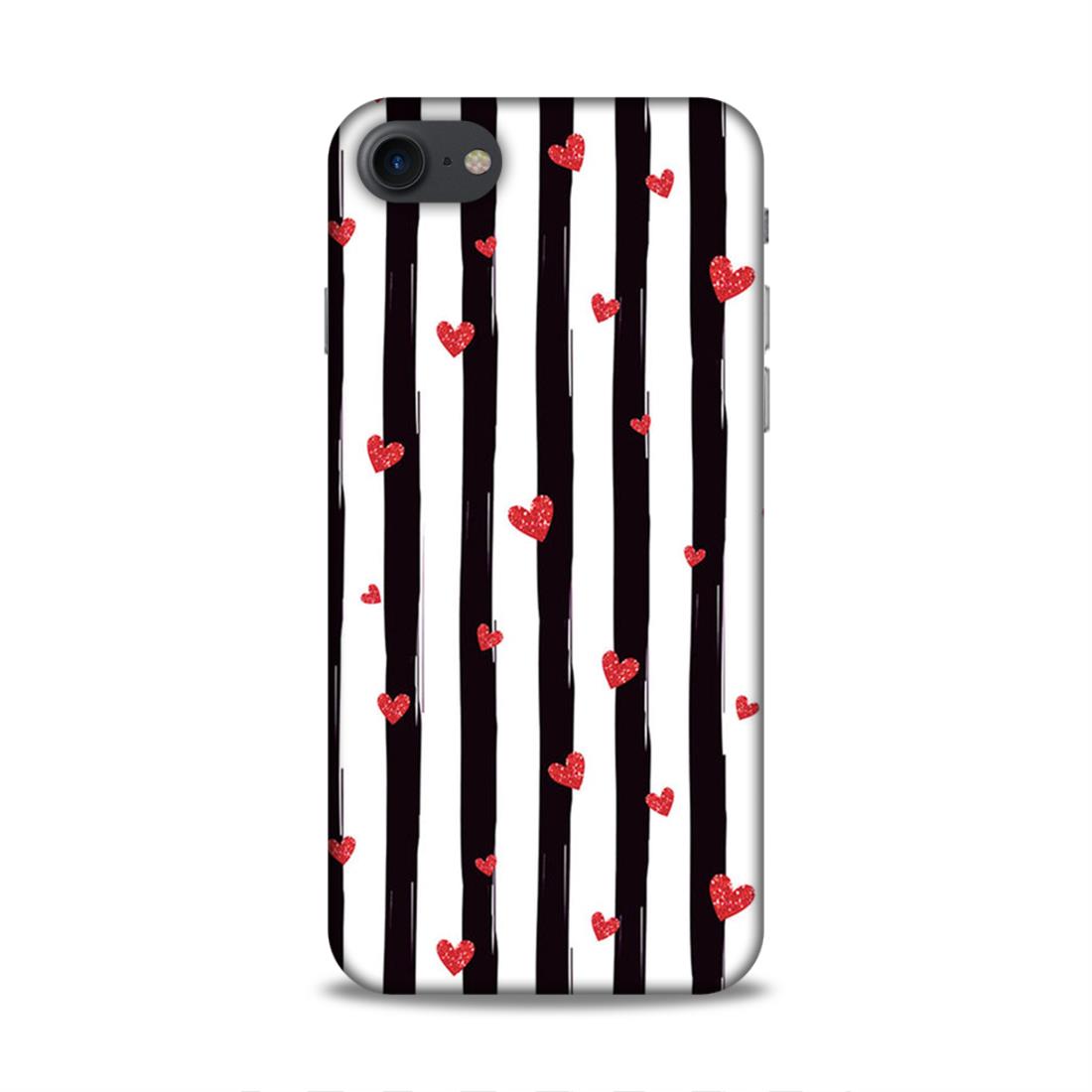 Little Hearts with Strips Hard Back Case For Apple iPhone 7 / 8 / SE 2020