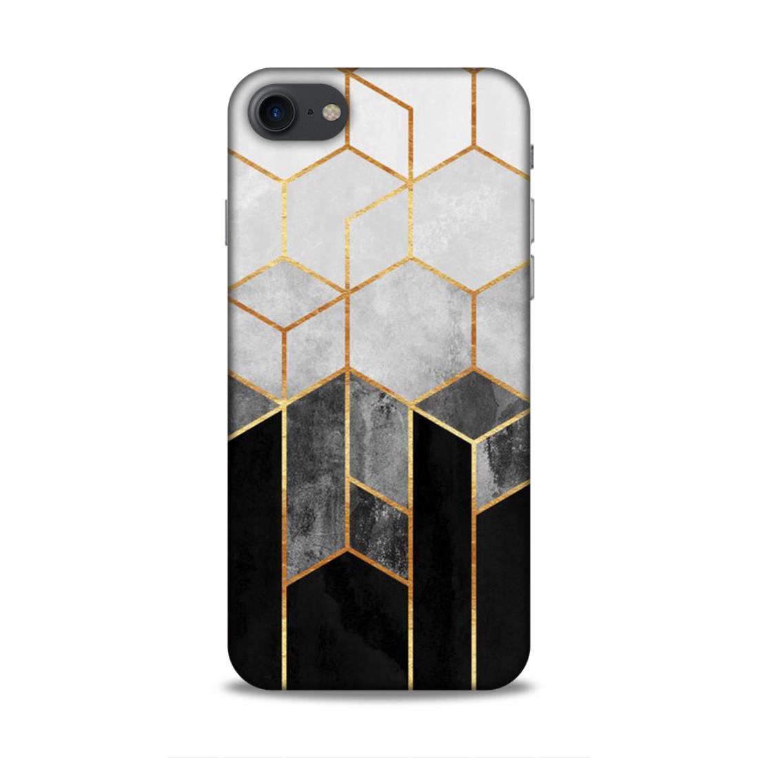 Hexagonal White Black Pattern Hard Back Case For Apple iPhone 7 / 8 / SE 2020