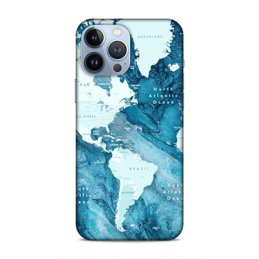 Blue Aesthetic World Map Hard Back Case For Apple iPhone 13 Pro Max
