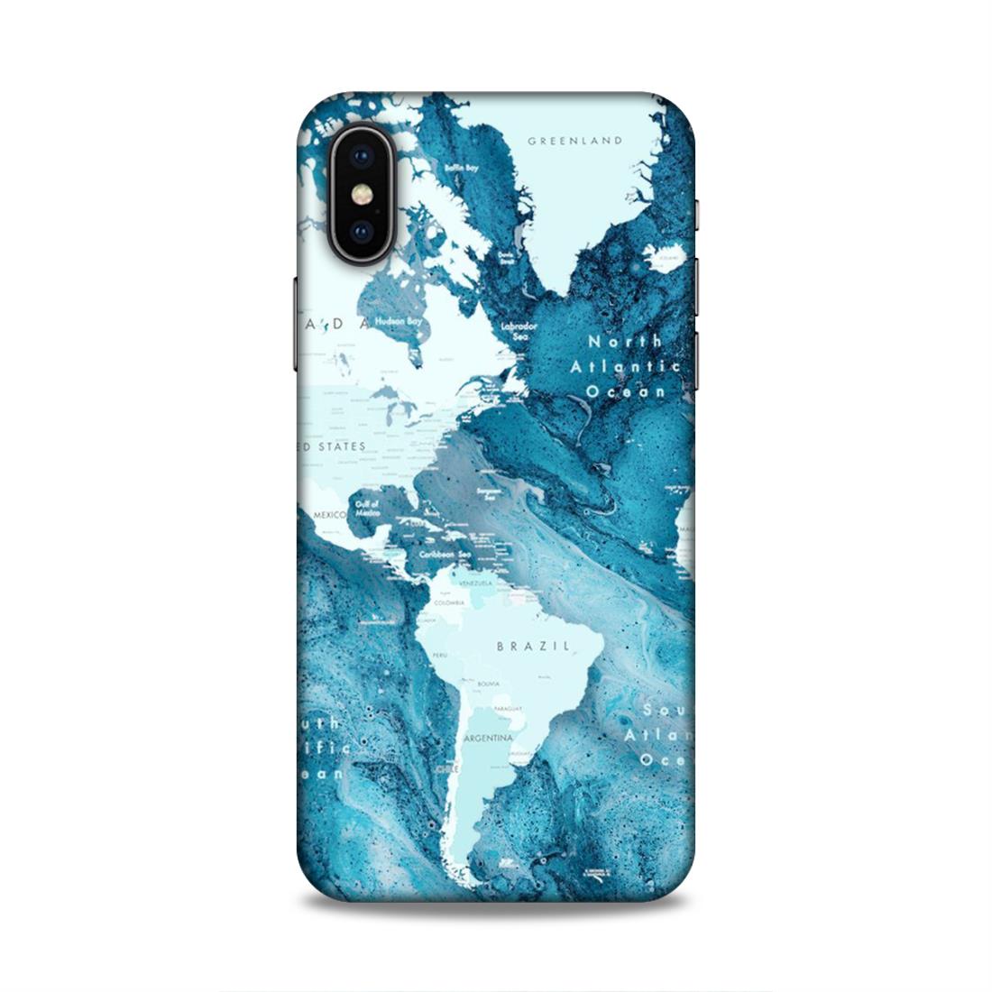 Blue Aesthetic World Map Hard Back Case For Apple iPhone X/XS