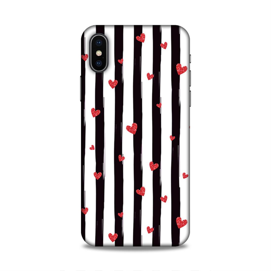 Little Hearts with Strips Hard Back Case For Apple iPhone X/XS