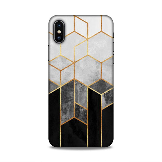 Hexagonal White Black Pattern Hard Back Case For Apple iPhone X/XS