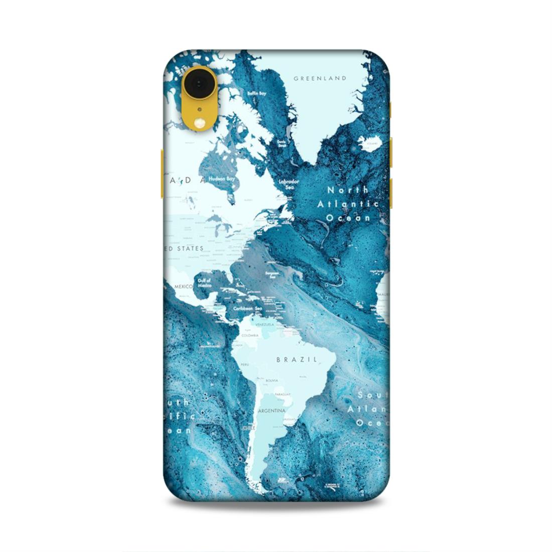 Blue Aesthetic World Map Hard Back Case For Apple iPhone XR