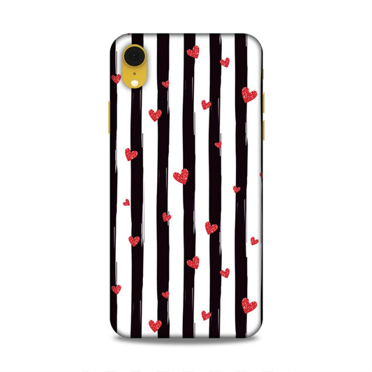 Little Hearts with Strips Hard Back Case For Apple iPhone XR