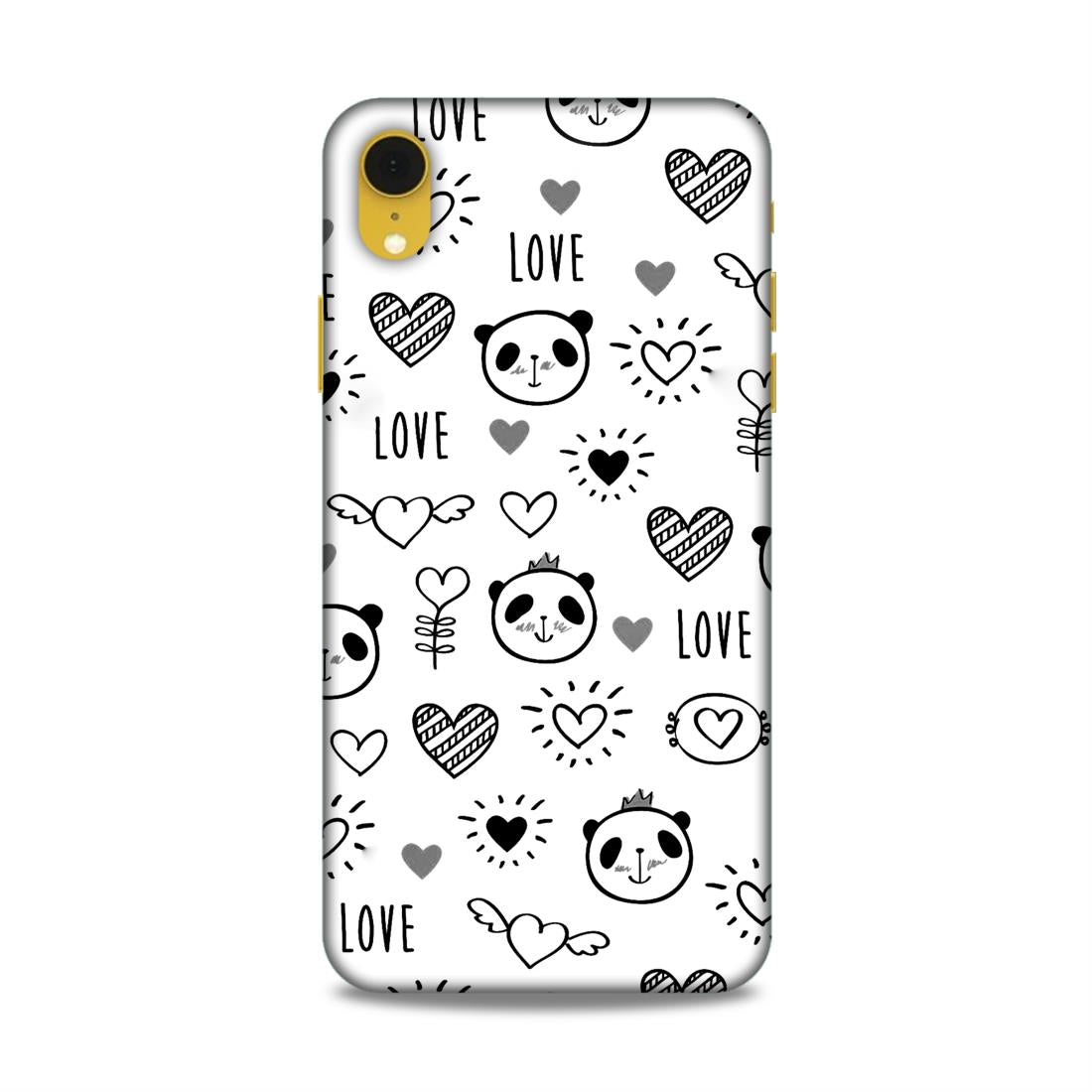Heart Love and Panda Hard Back Case For Apple iPhone XR
