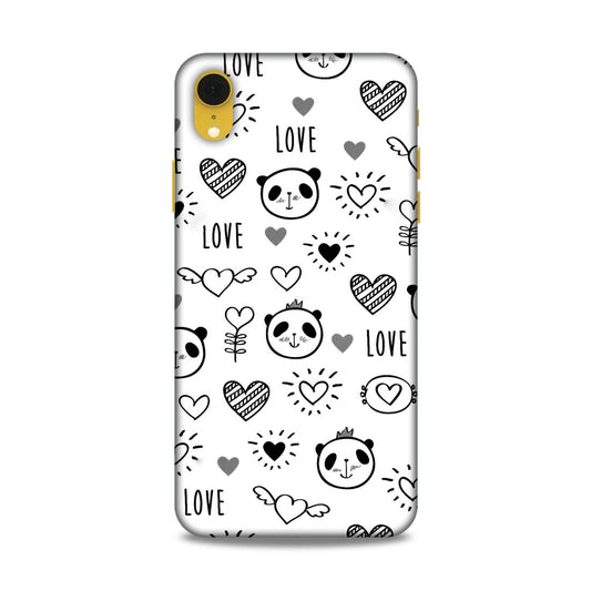Heart Love and Panda Hard Back Case For Apple iPhone XR