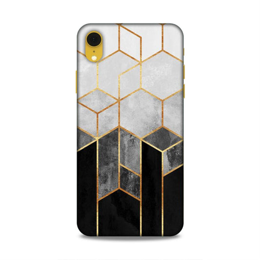 Hexagonal White Black Pattern Hard Back Case For Apple iPhone XR