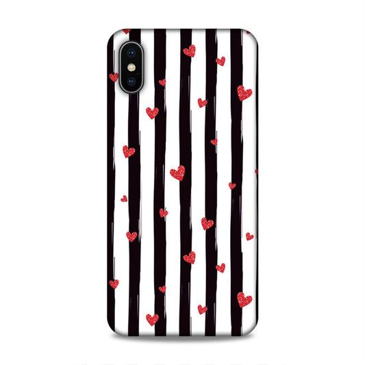 Little Hearts with Strips Hard Back Case For Apple iPhone XS Max