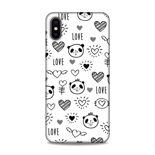Heart Love and Panda Hard Back Case For Apple iPhone XS Max
