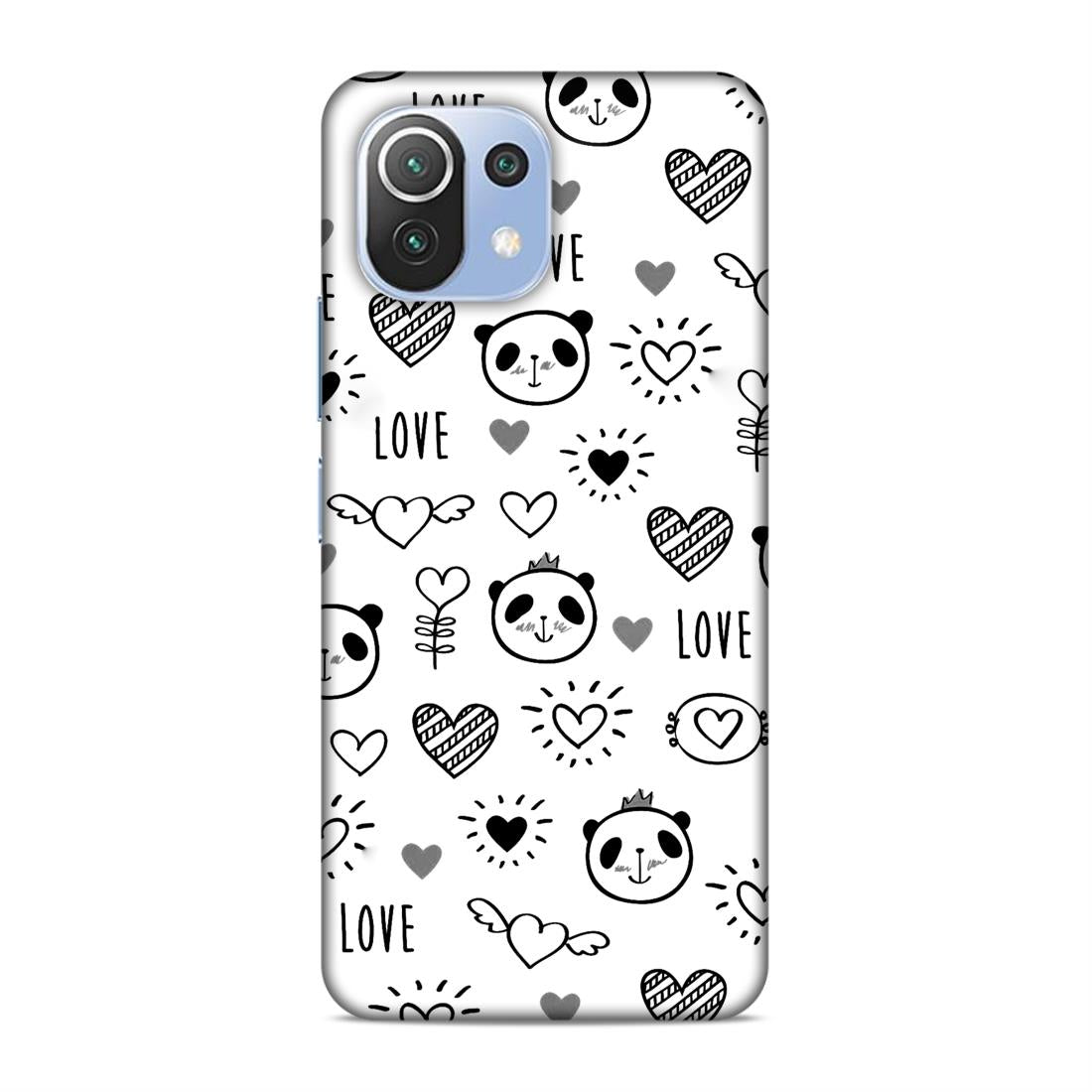 Heart Love and Panda Hard Back Case For Xiaomi Mi 11 Lite