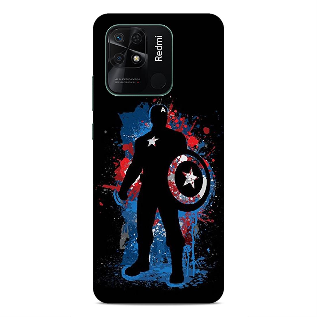 Black Captain America Hard Back Case For Xiaomi Redmi 10 / 10C / 10 Power