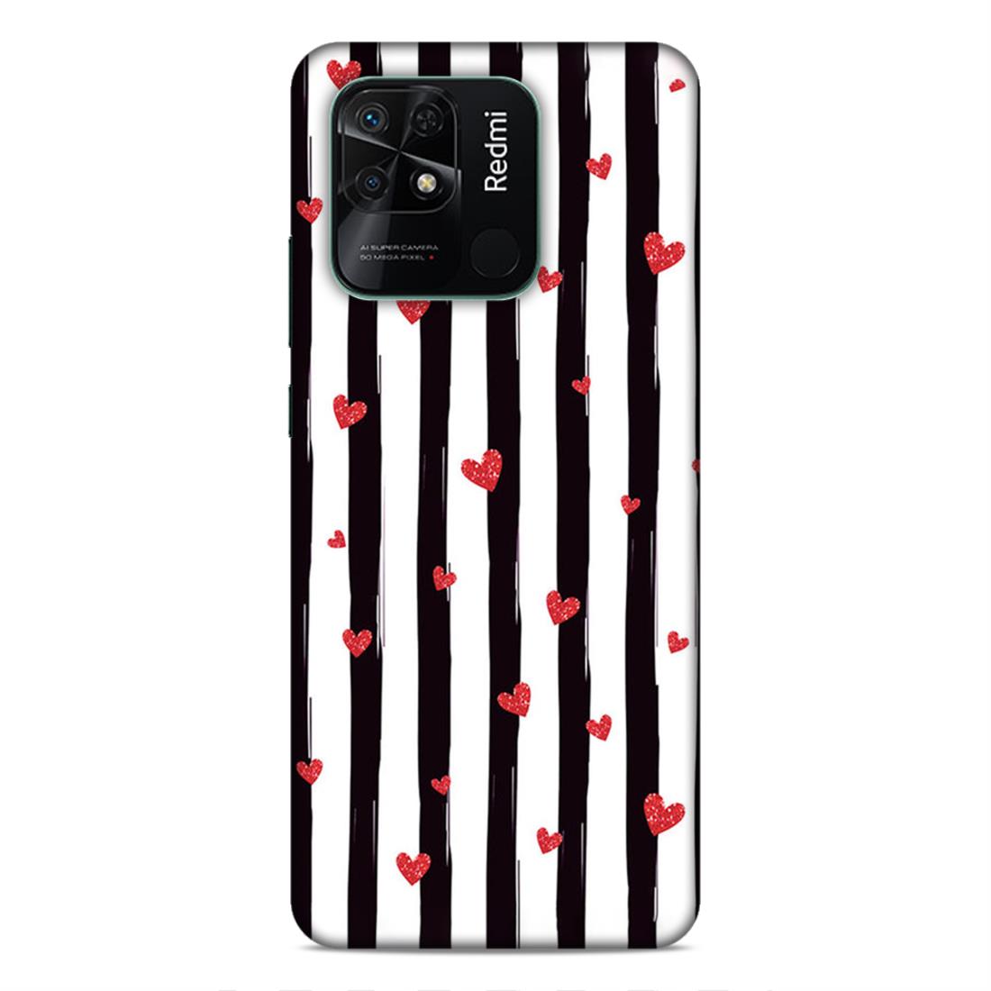 Little Hearts with Strips Hard Back Case For Xiaomi Redmi 10 / 10C / 10 Power